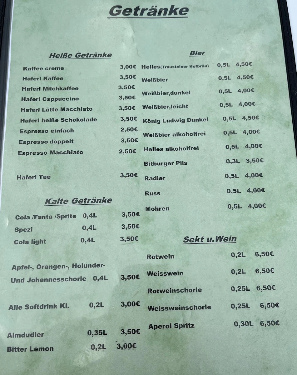 Speisekarte, Waldwirtschaft am Mittersee - Restaurant & Café