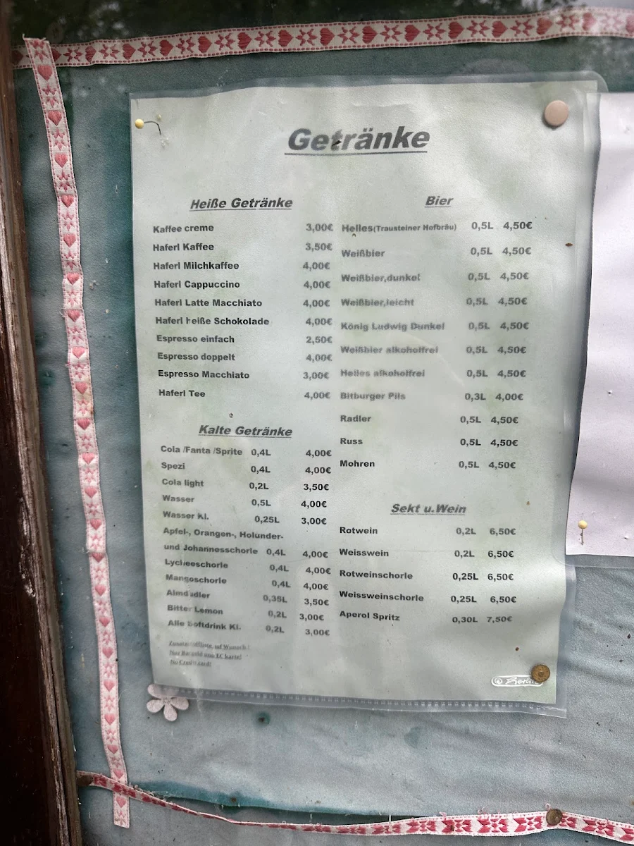 Speisekarte, Waldwirtschaft am Mittersee - Restaurant & Café