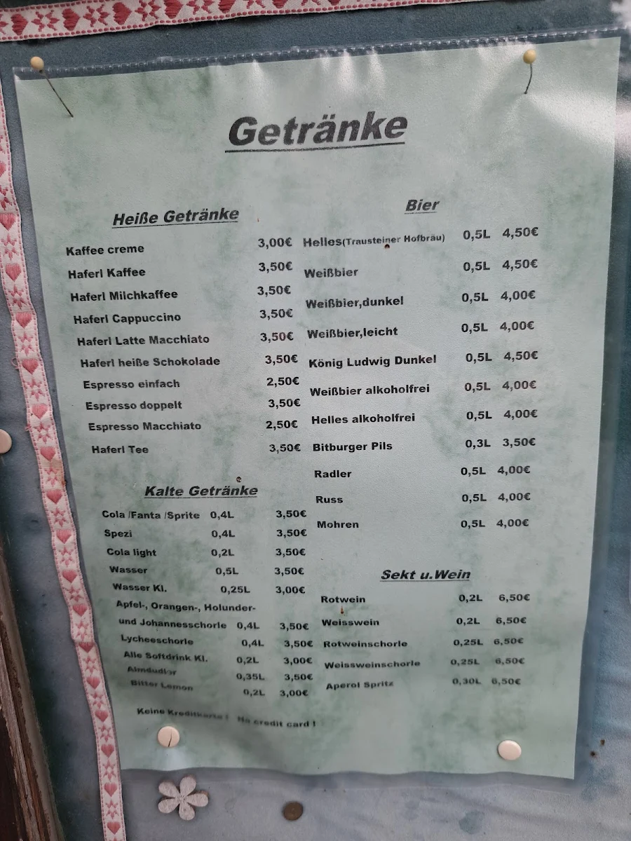 Speisekarte, Waldwirtschaft am Mittersee - Restaurant & Café