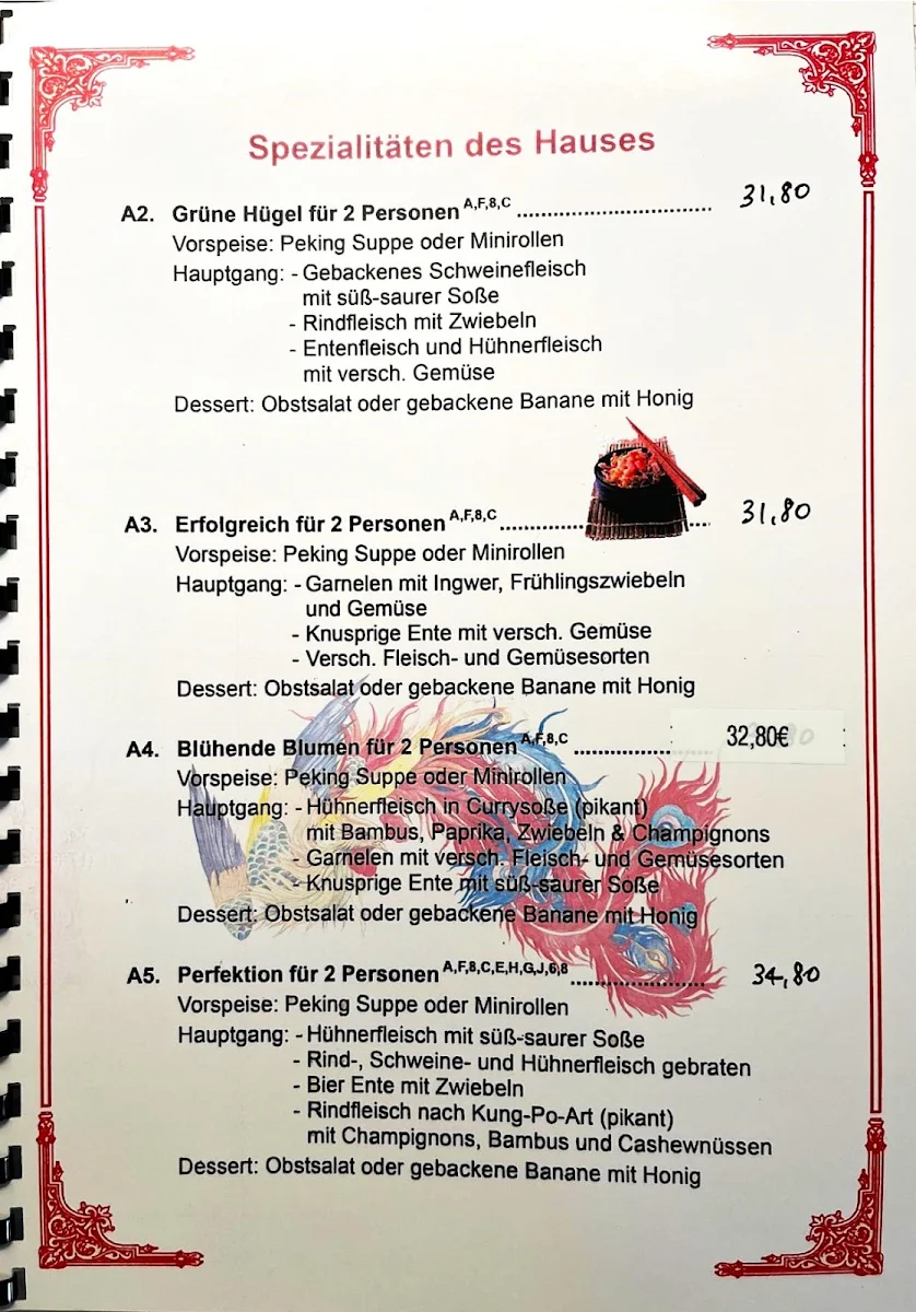 Speisekarte, China Restaurant Phoenix
