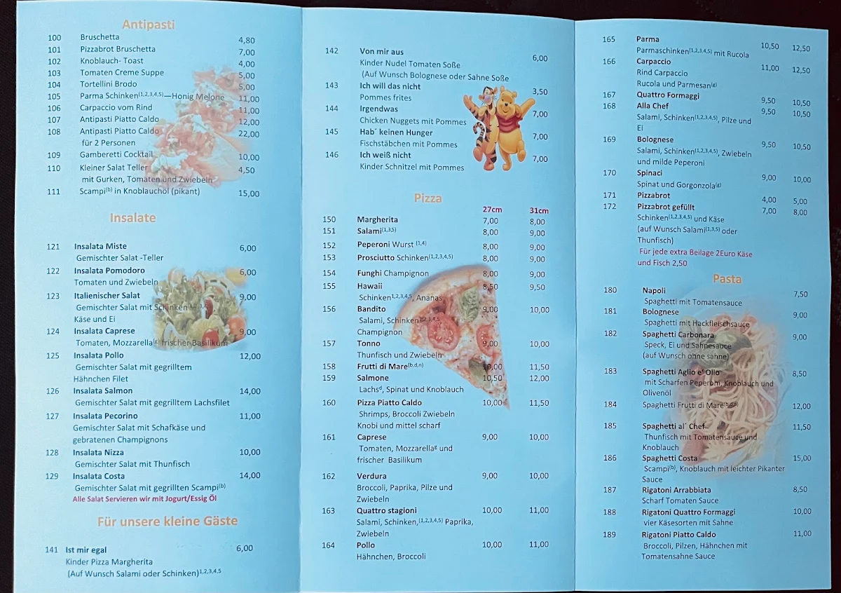 Speisekarte, Ristorante Piatto Caldo