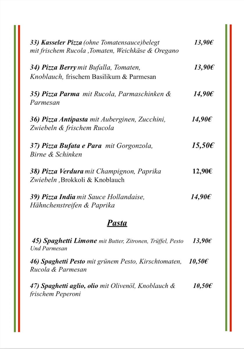 Speisekarte, Restaurant Berry