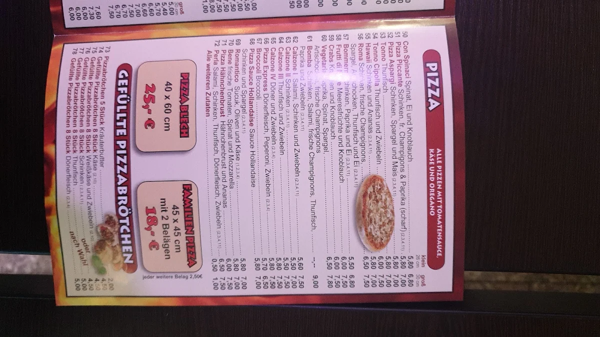 Speisekarte, Pizza & Döner Express