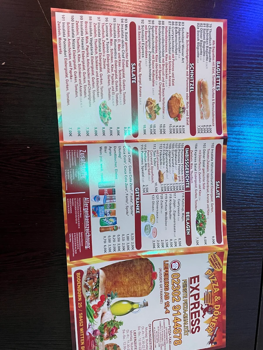 Speisekarte, Pizza & Döner Express