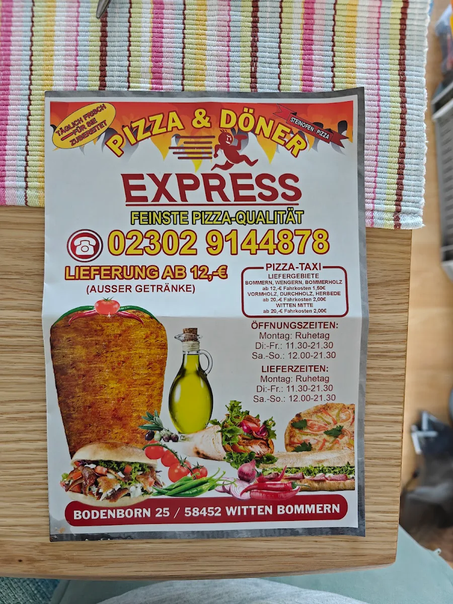 Speisekarte, Pizza & Döner Express