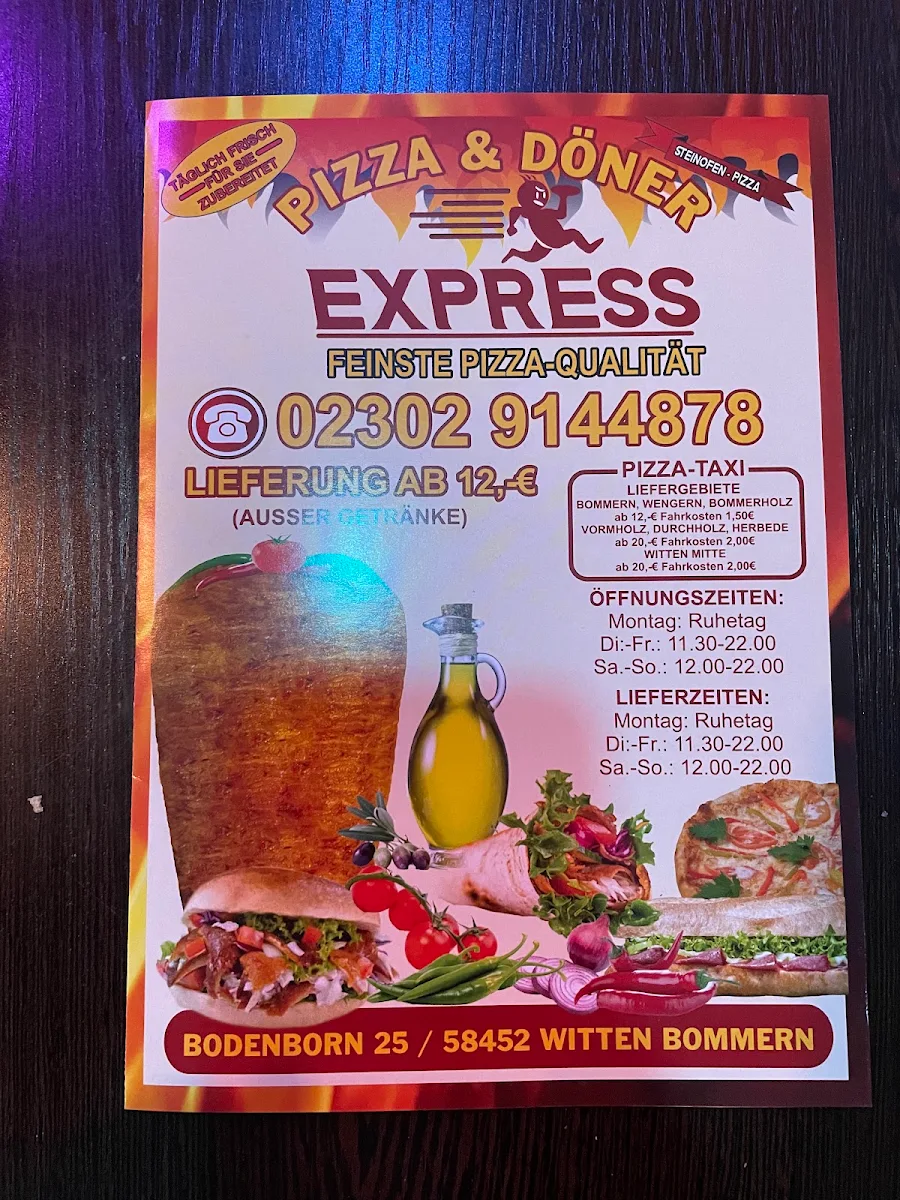 Speisekarte, Pizza & Döner Express