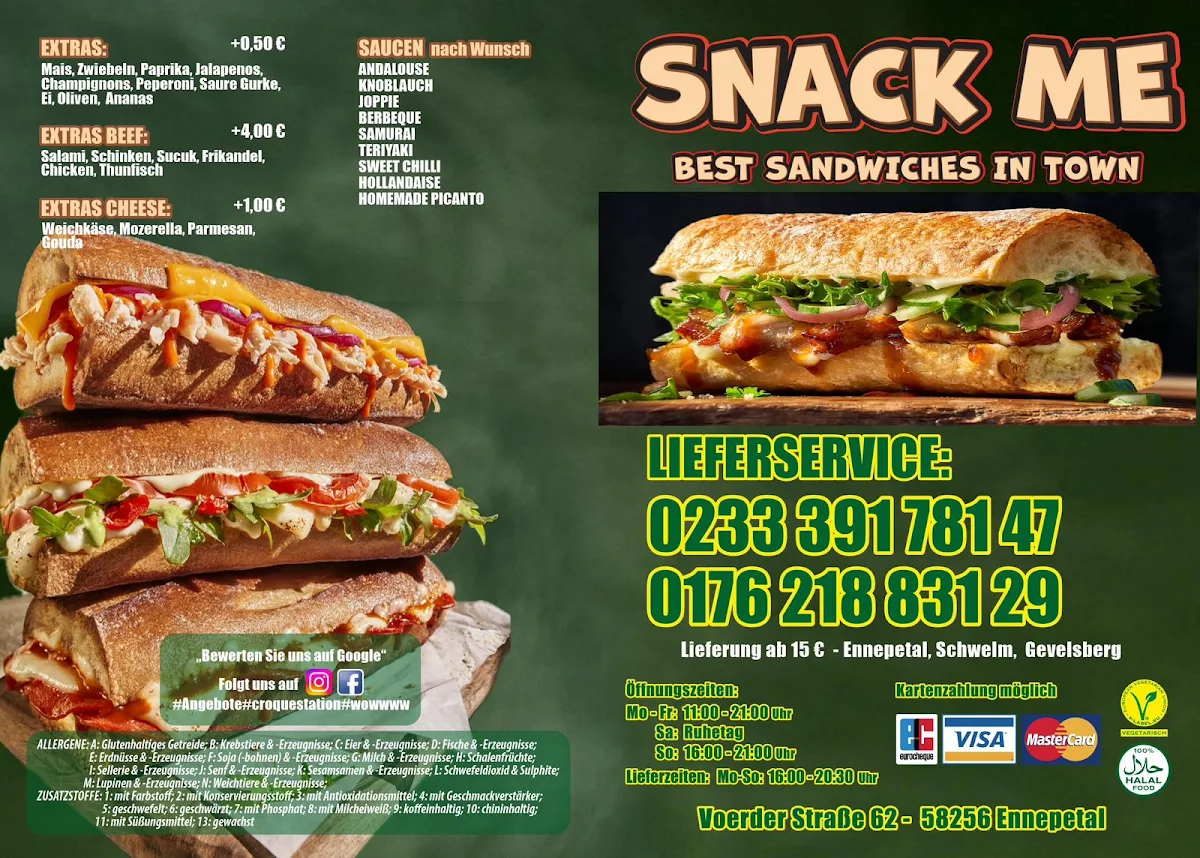 Speisekarte, SNACK ME