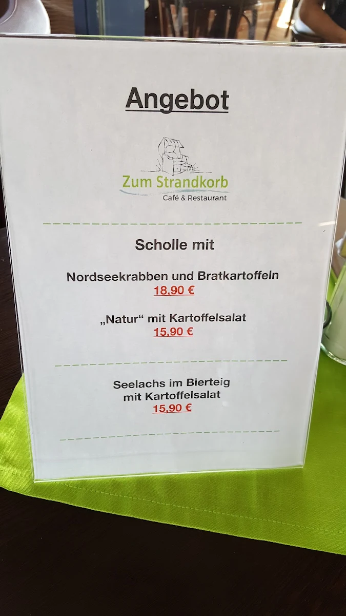 Speisekarte, Café "Zum Strandkorb"