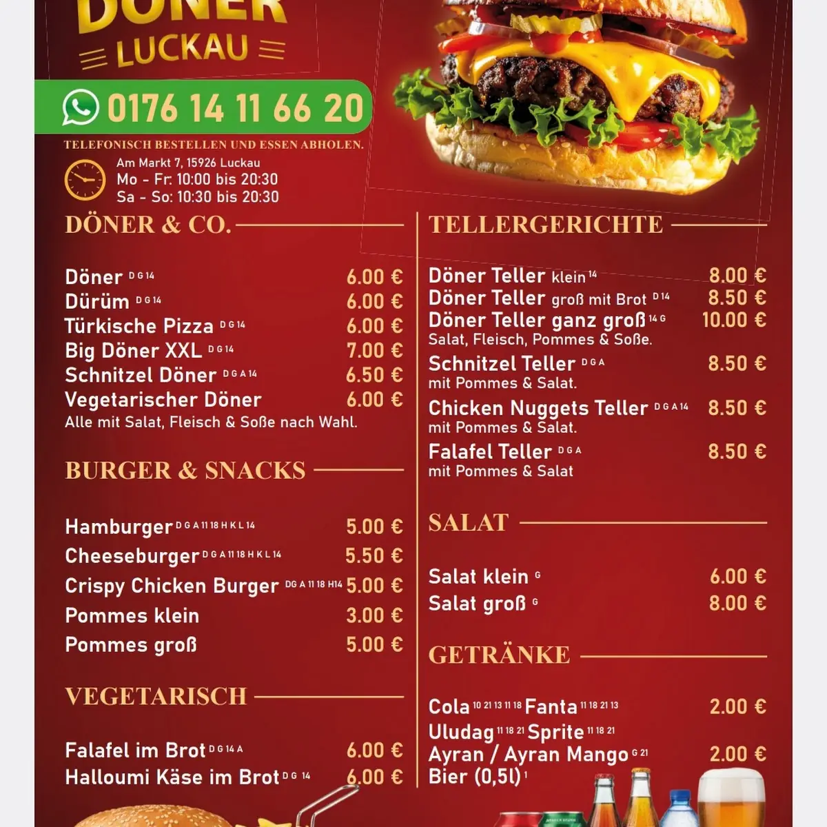 Speisekarte, Best Döner Luckau