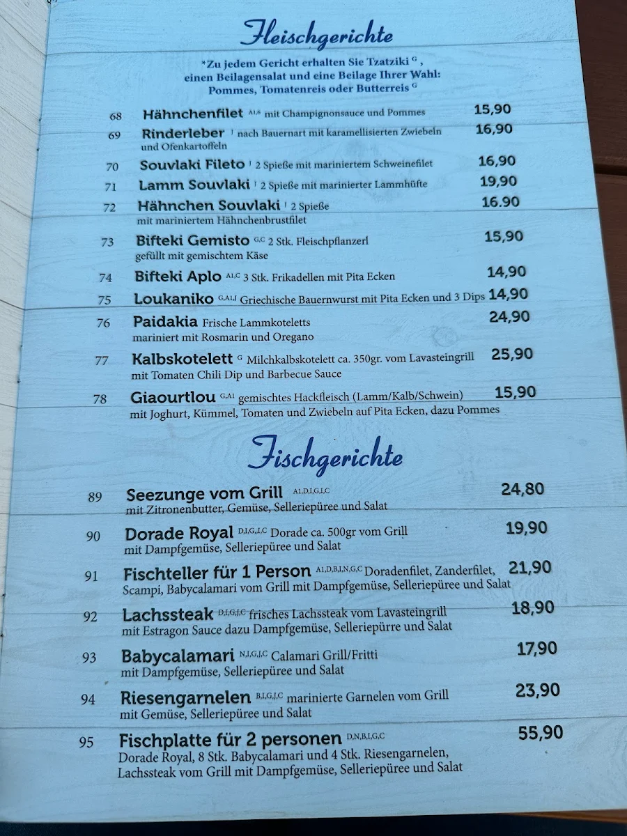 Speisekarte, Taverna Tou Bakali Kirchseeon