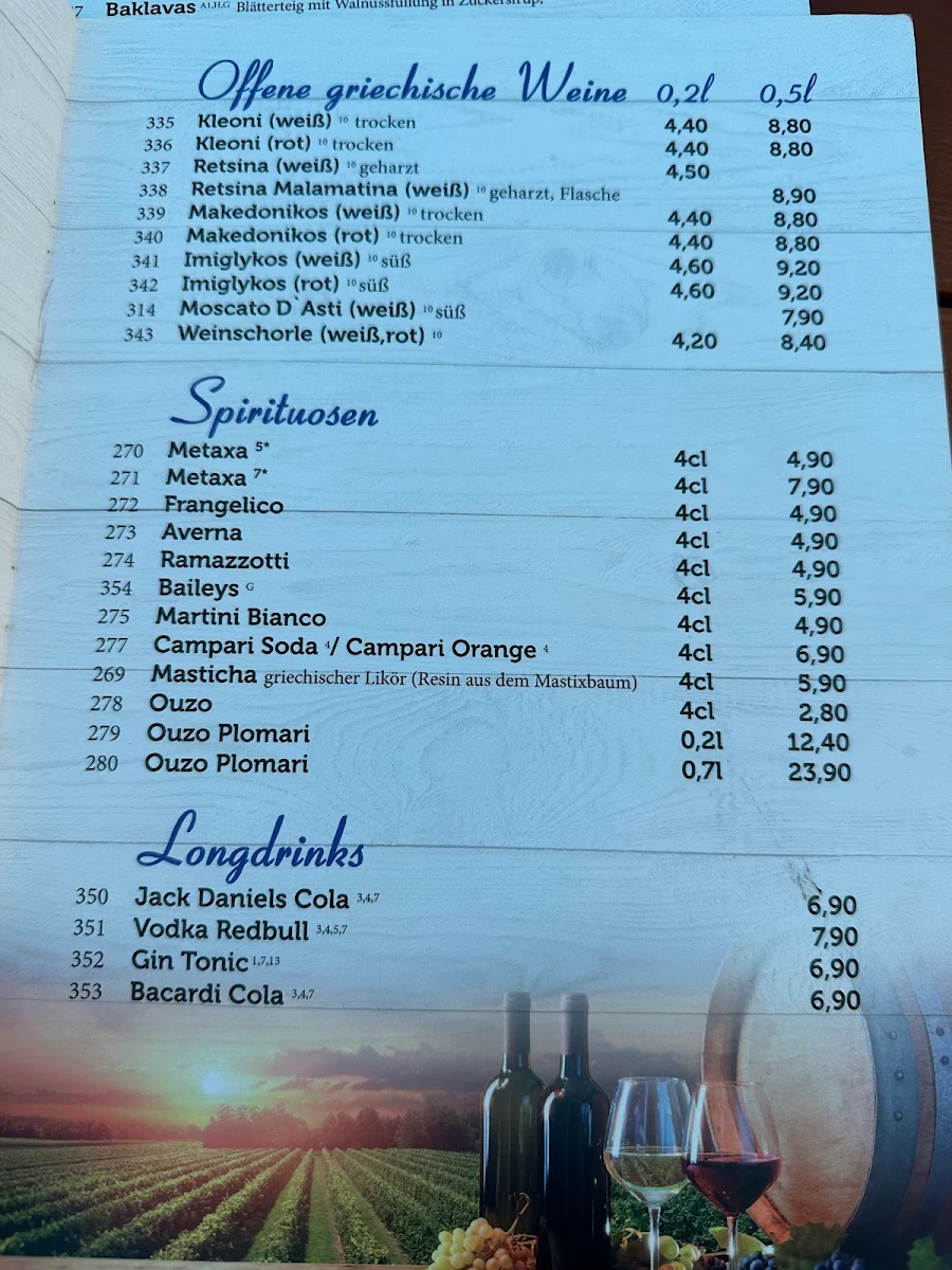 Speisekarte, Taverna Tou Bakali Kirchseeon
