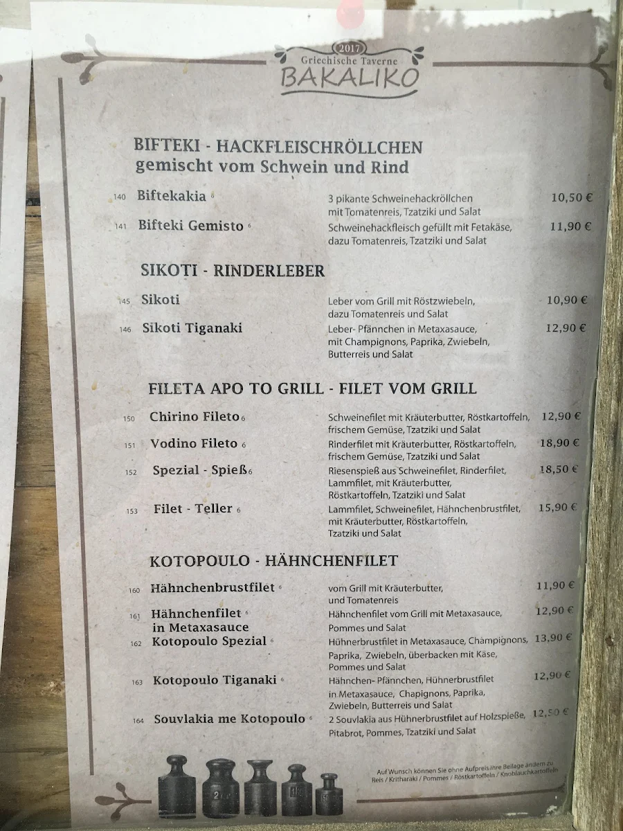 Speisekarte, Taverna Tou Bakali Kirchseeon