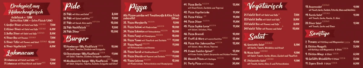 Speisekarte, Berliner Döner St. Ilgen