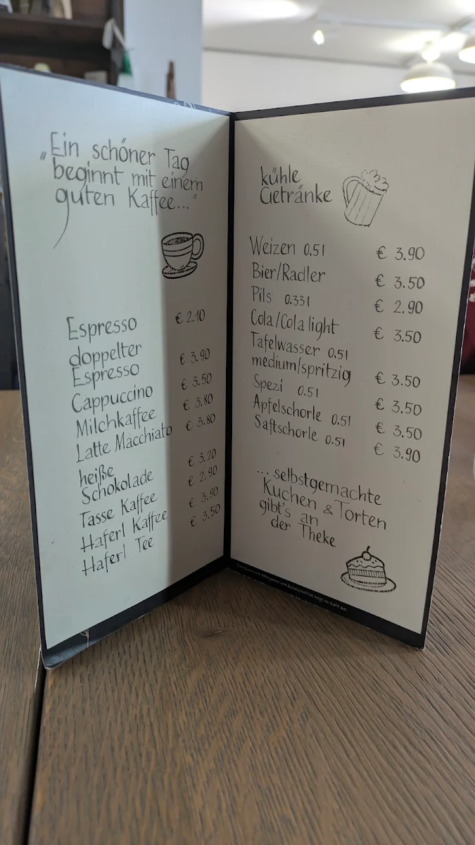 Speisekarte, Mariele's Café