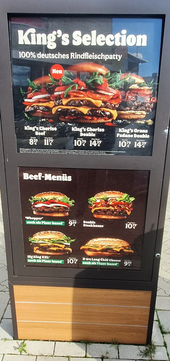 Speisekarte, Burger King Hohenwarsleben