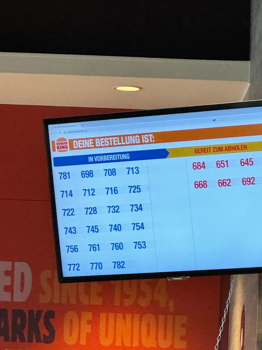 Speisekarte, Burger King Hohenwarsleben
