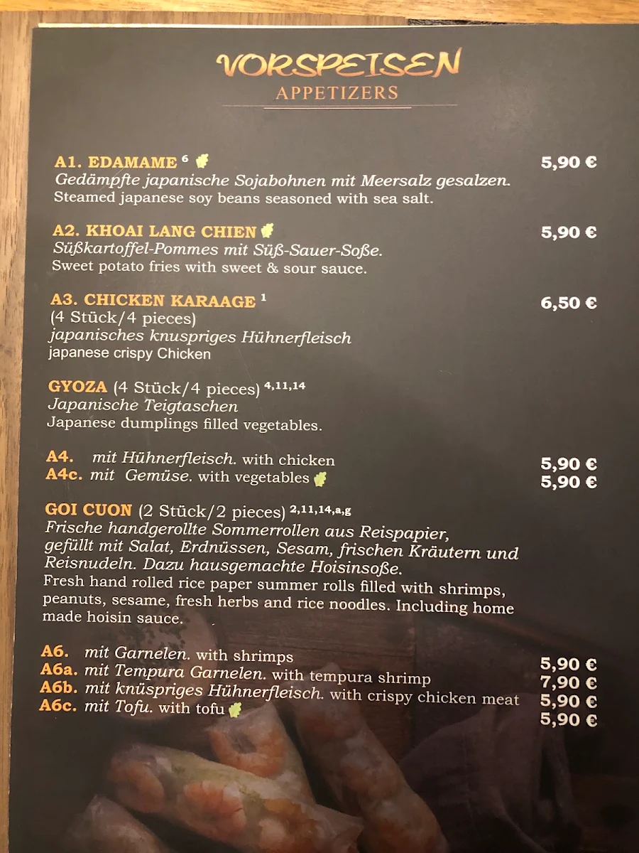 Speisekarte, Kando Restaurant