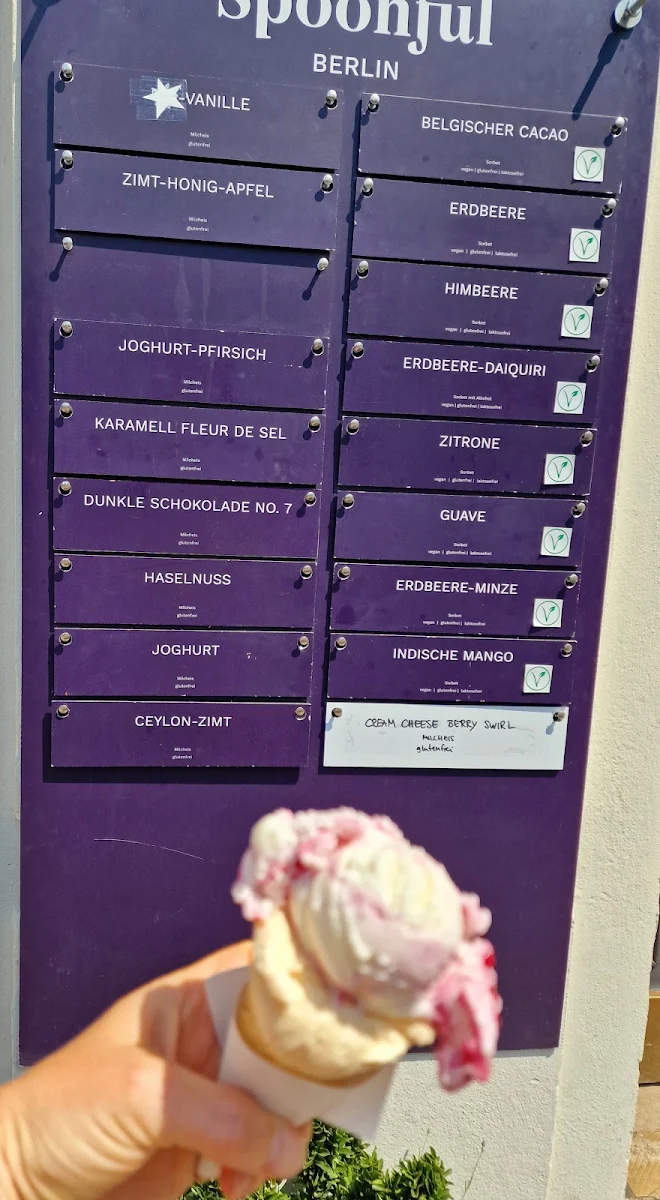 Speisekarte, Spoonful Berlin (ehemals Eismanufaktur Berlin)