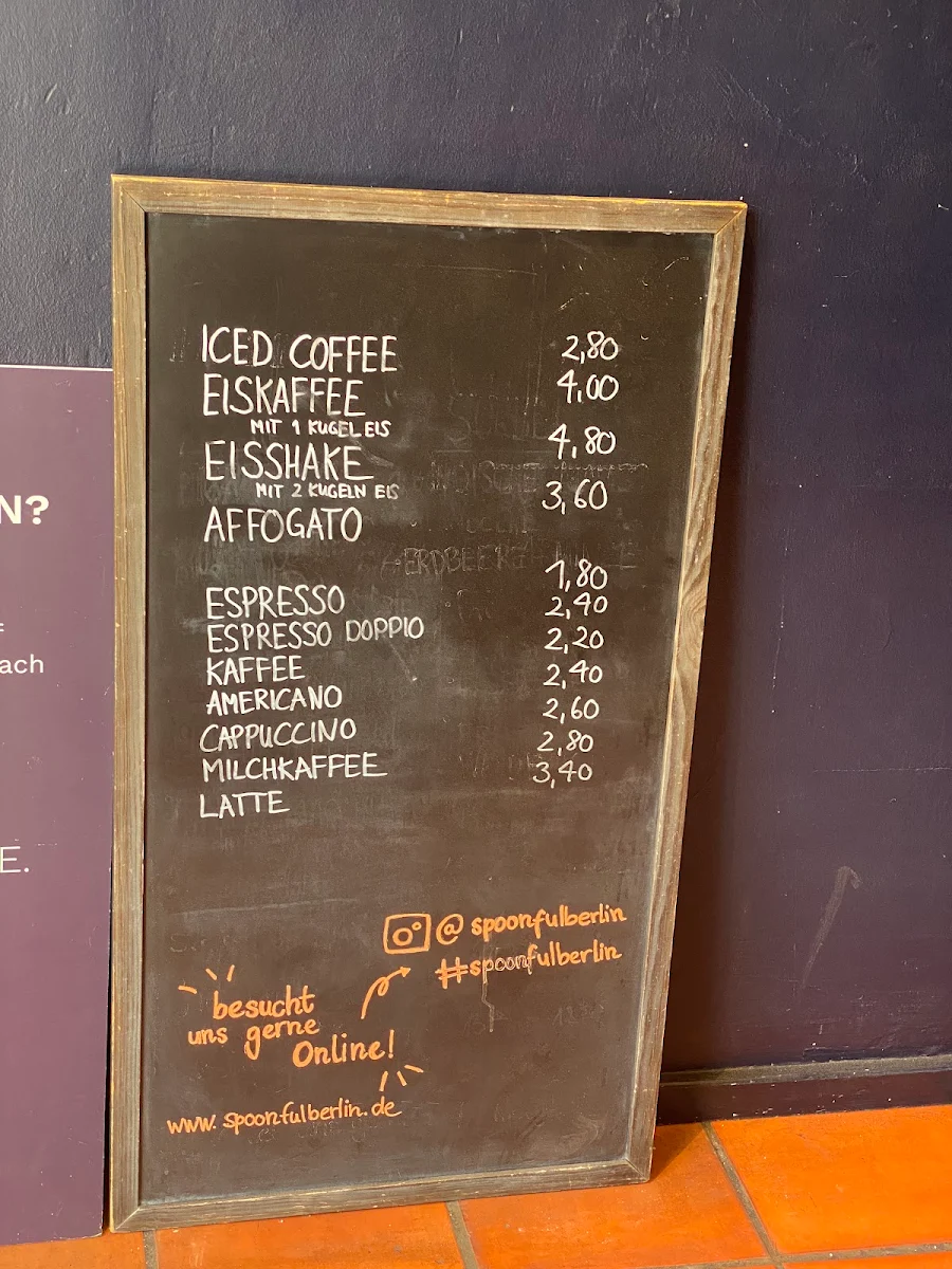 Speisekarte, Spoonful Berlin (ehemals Eismanufaktur Berlin)
