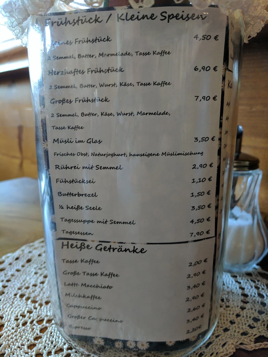 Speisekarte, Dorfcafé & Cramerlädle Eglofs
