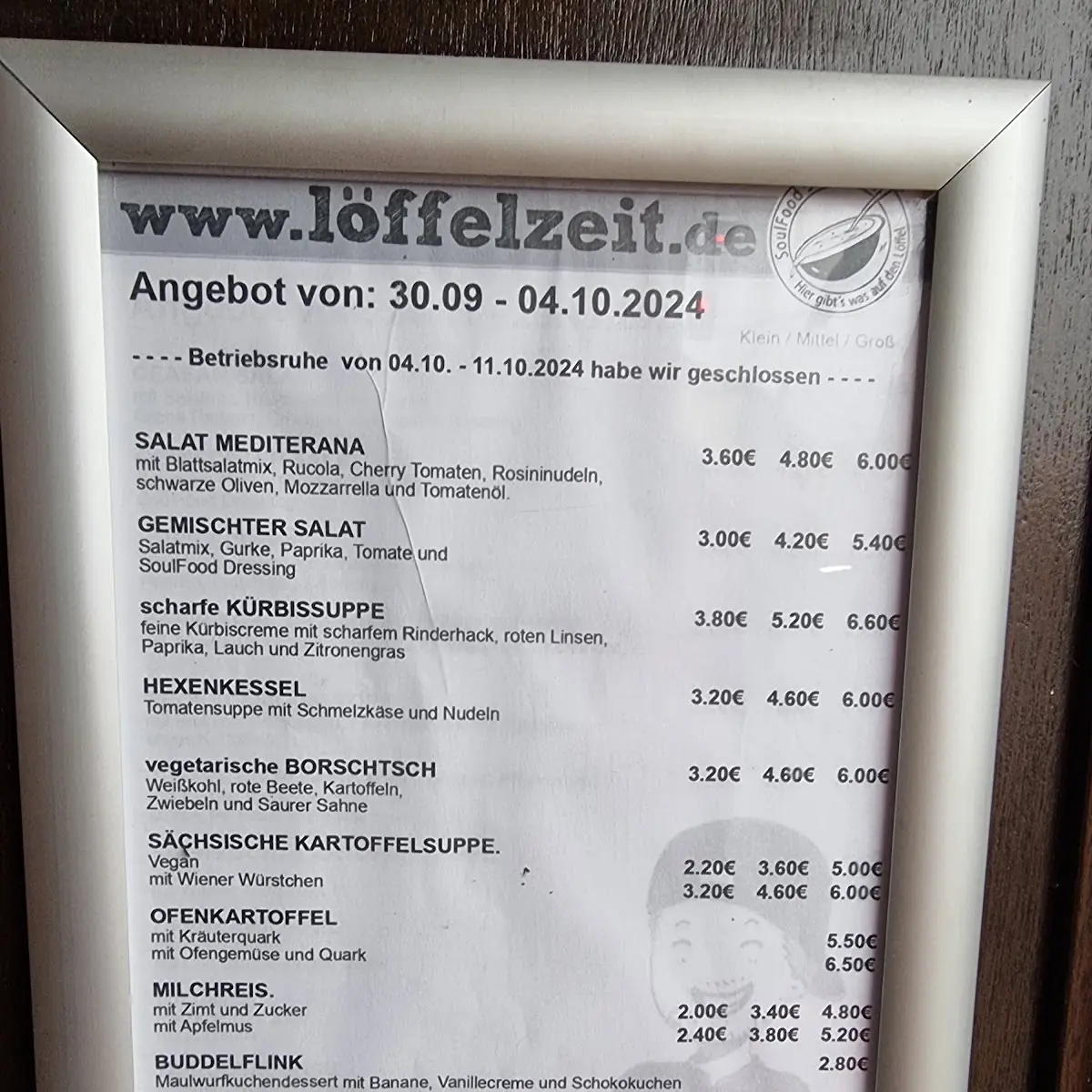 Speisekarte, Soulfood Suppenbar