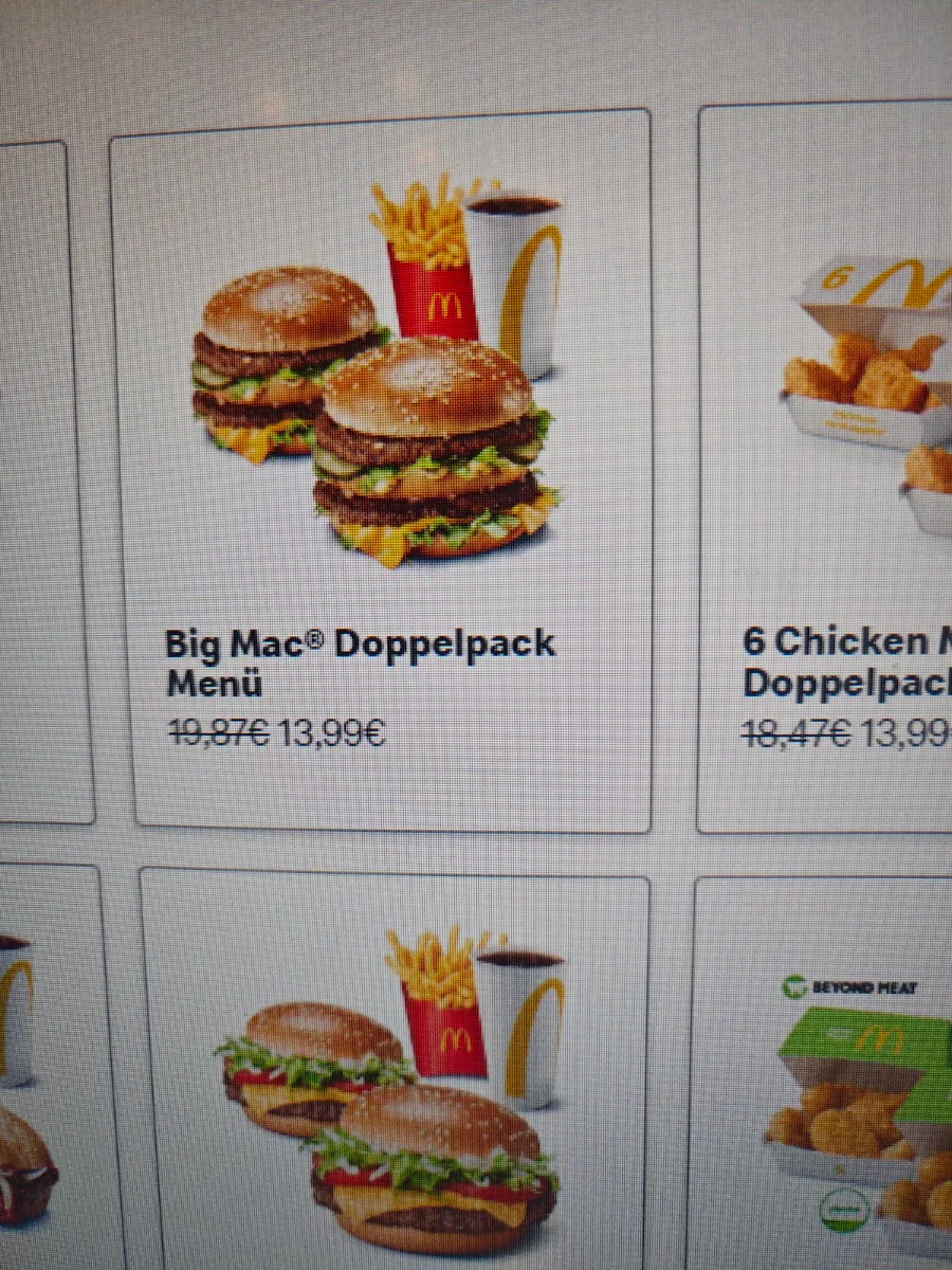 Speisekarte, McDonald's