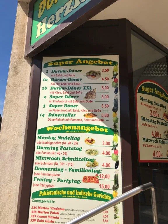 Speisekarte, Dönerhaus BOSPORUS Pizzeria Zwickau