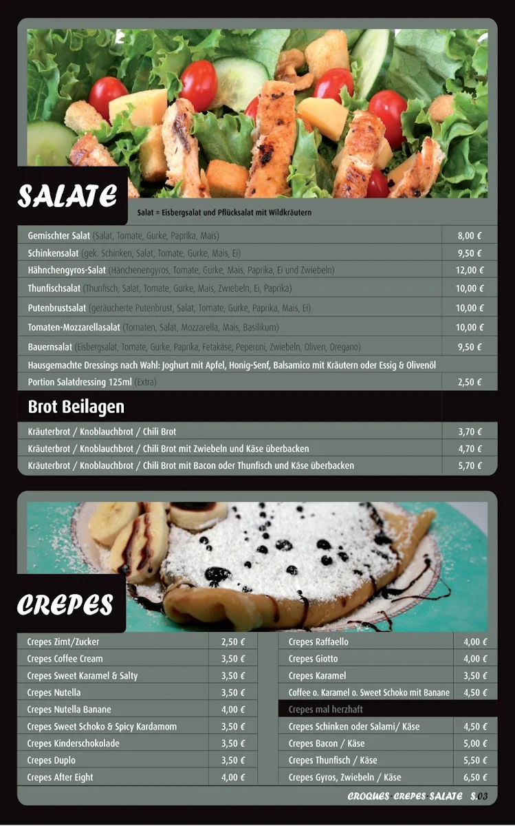 Speisekarte, Croque 7