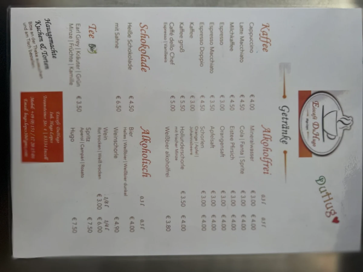Speisekarte, Eiscafé/Kuchen/ Hugo Lopes(DuHugo)