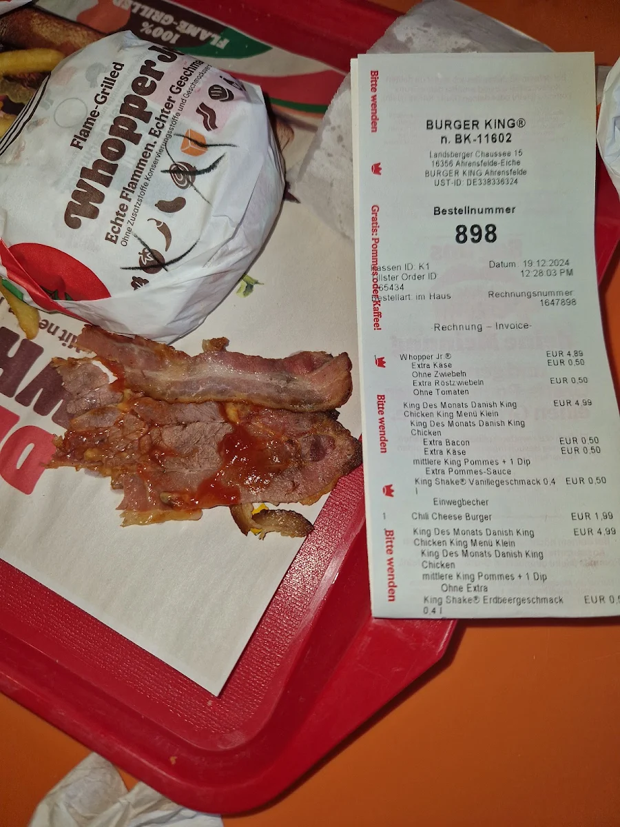 Speisekarte, Burger King Ahrensfelde-Eiche