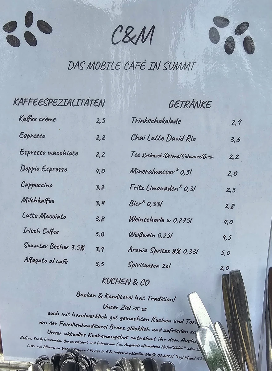 Speisekarte, C&M mobiles Café