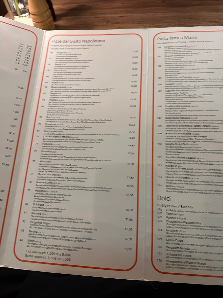 Speisekarte, Napuleè Pizza & Pasta dal gusto napoletano