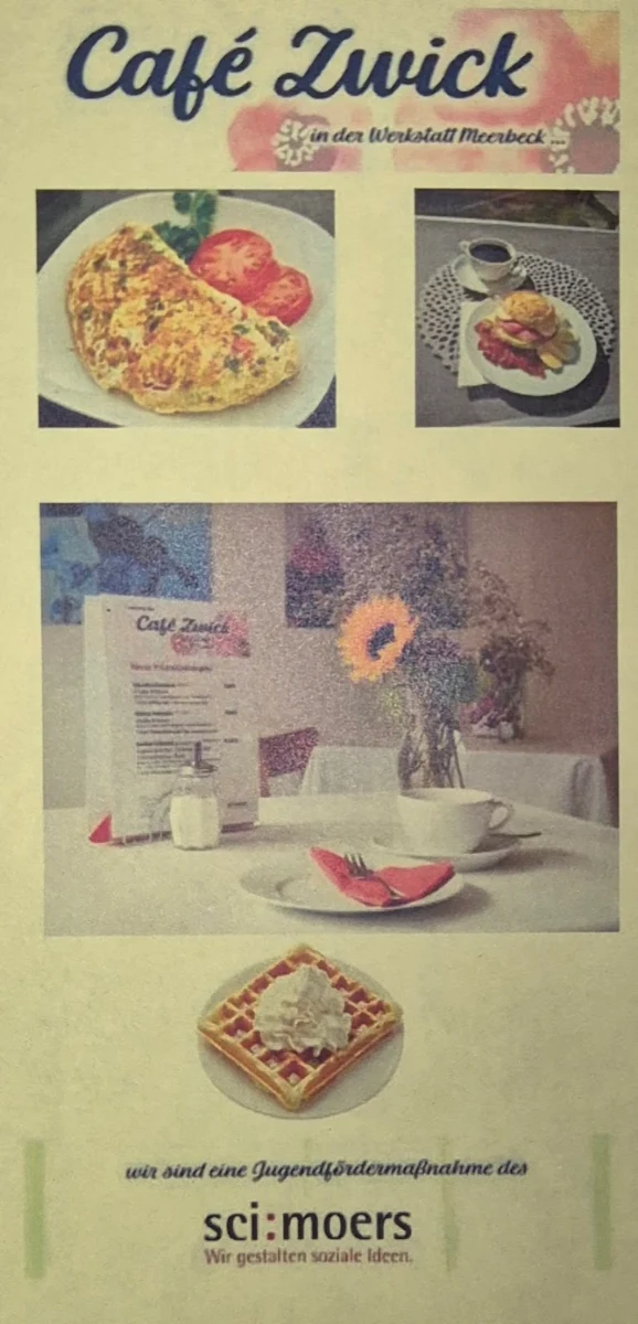 Speisekarte, Café Zwick in der Werkstatt Meerbeck