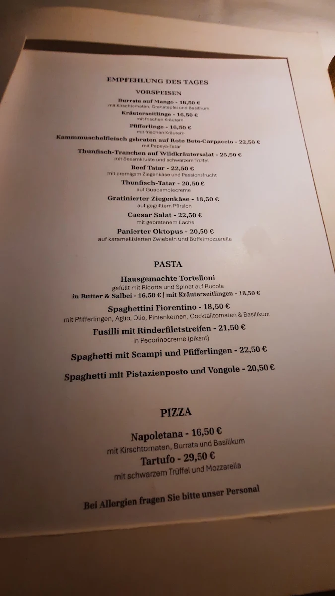 Speisekarte, Ristorante Fiorentino