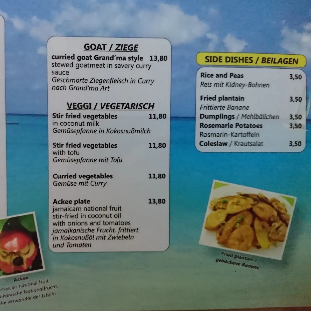 Speisekarte, YA MAN Caribbean Soulfood