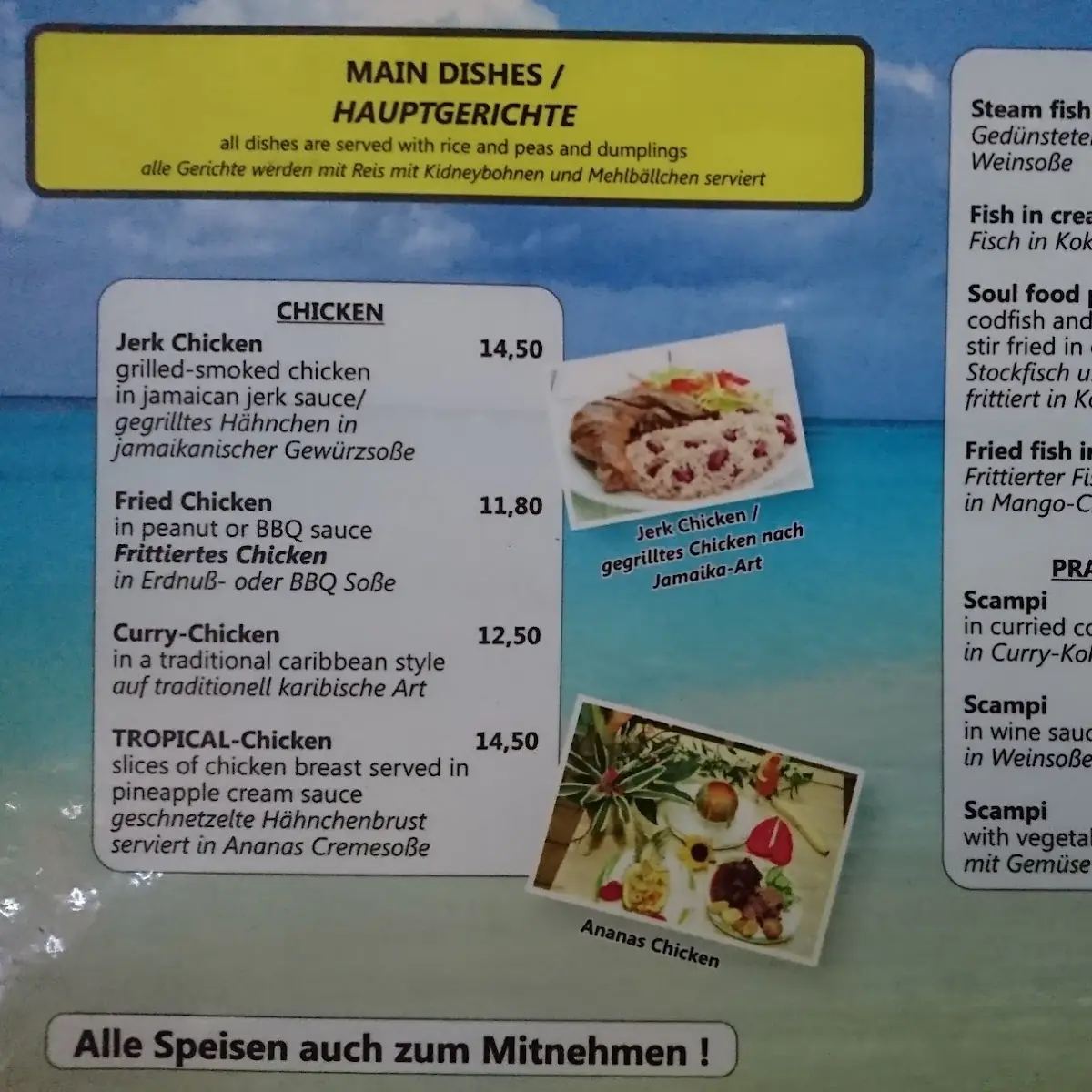 Speisekarte, YA MAN Caribbean Soulfood