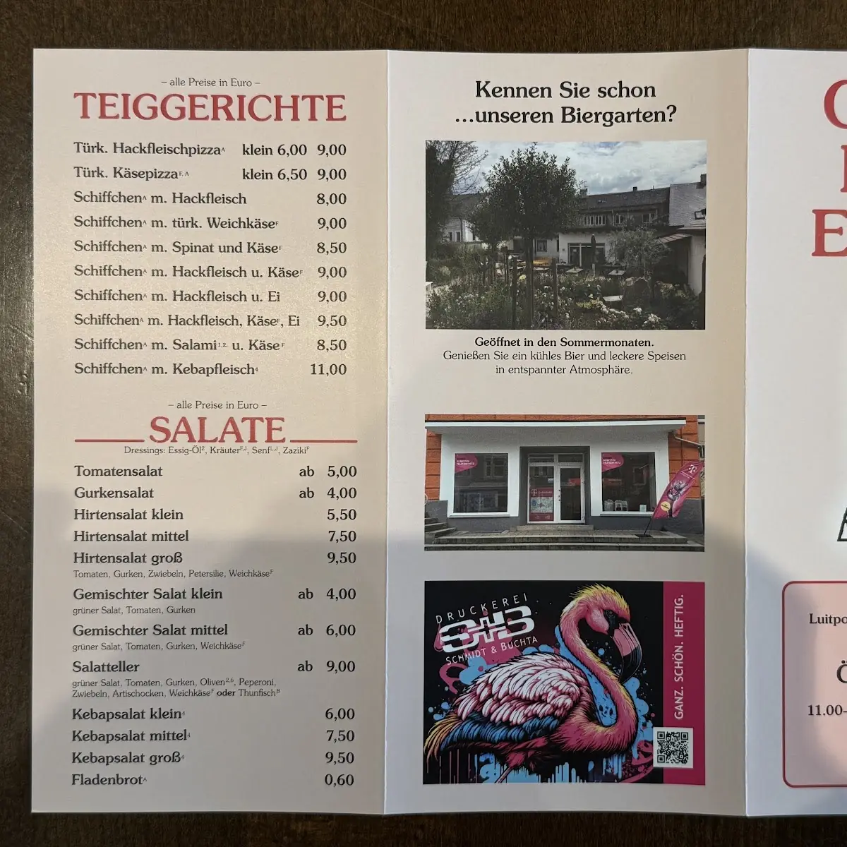 Speisekarte, Orient Pizza Express
