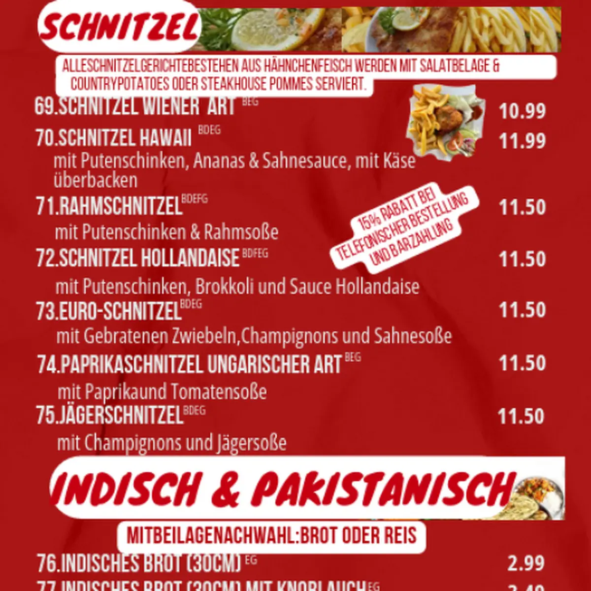 Speisekarte, Gartenpizzeria