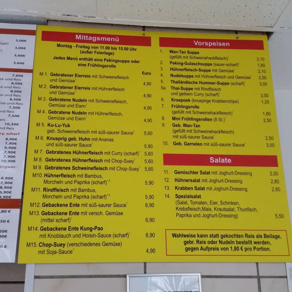 Speisekarte, Asia Wok Haus Dortmund