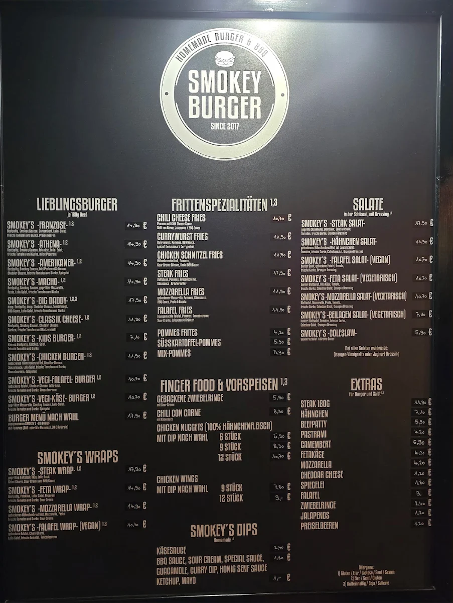 Speisekarte, Smokey Burger Uelzen