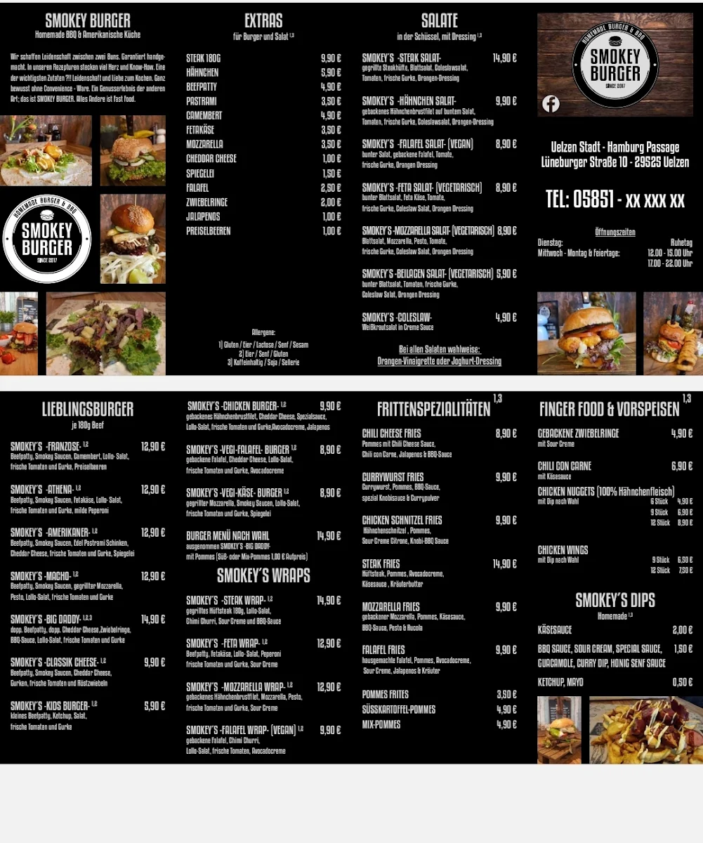 Speisekarte, Smokey Burger Uelzen