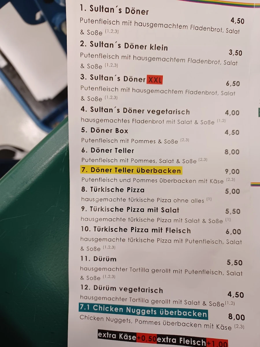 Speisekarte, Sultan's