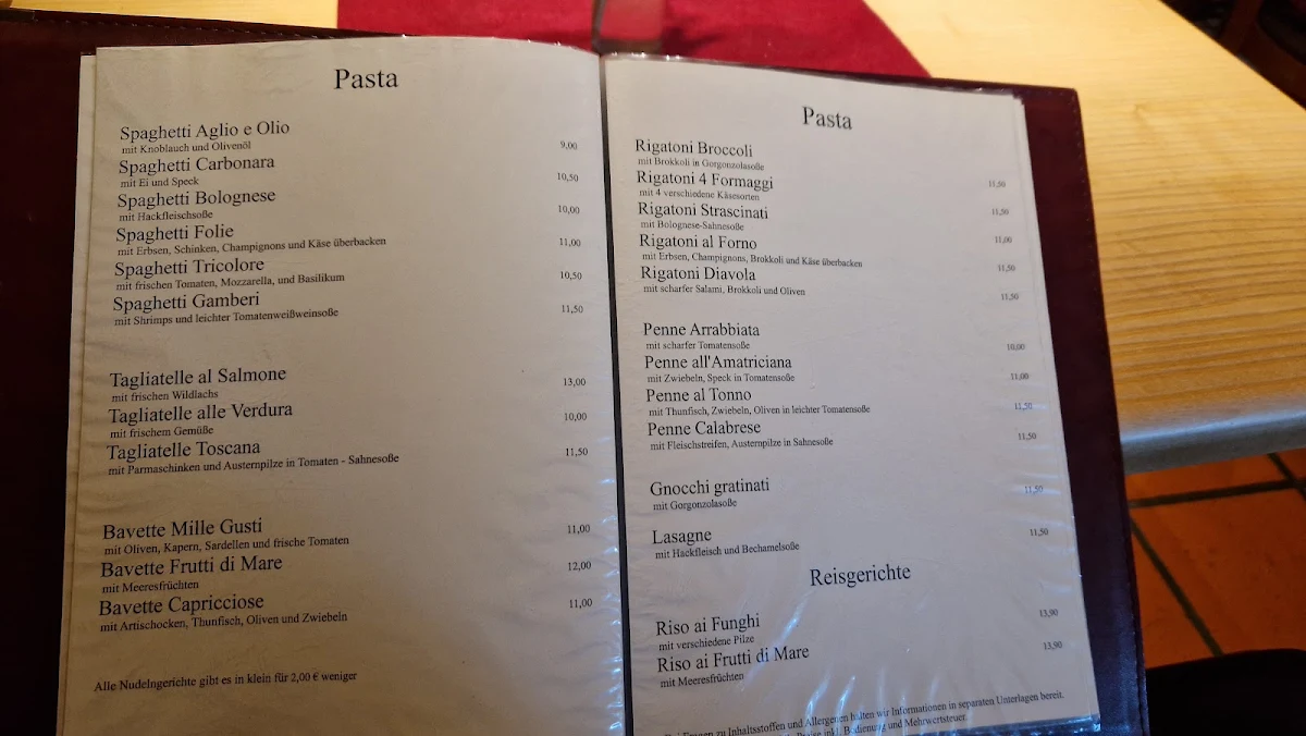 Speisekarte, La Taverna