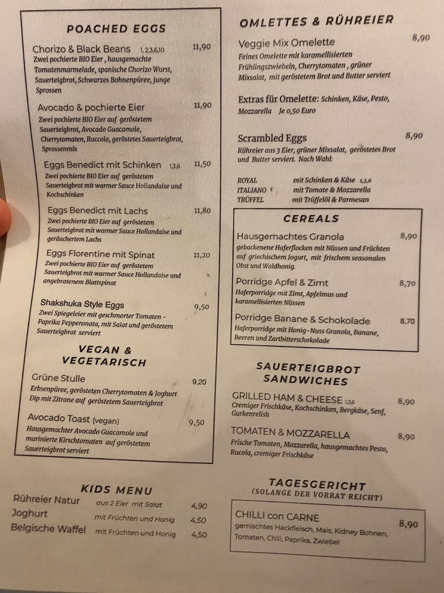 Speisekarte, Kaffee KÄTHE Breakfast und Brunch