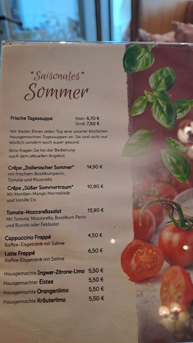 Speisekarte, Bio Café Baumgarten