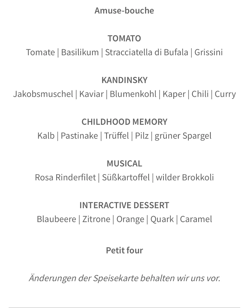 Speisekarte, Le Petit Chef - Frankfurt