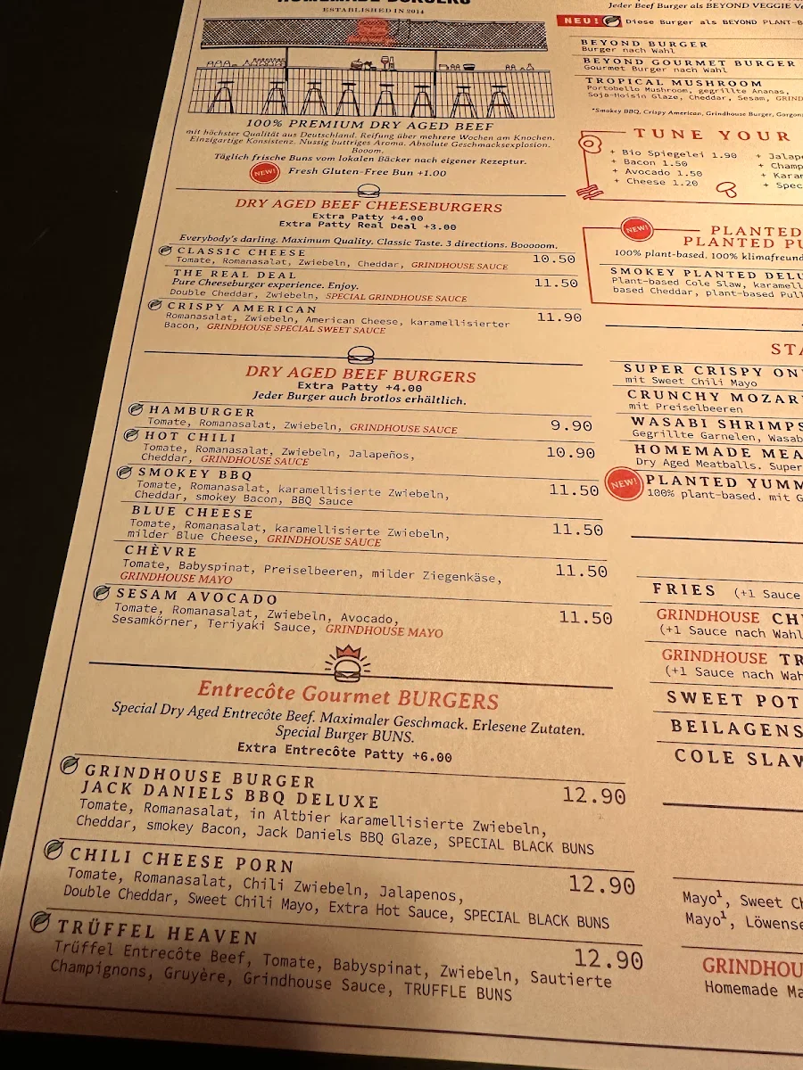 Speisekarte, Grindhouse Burgers