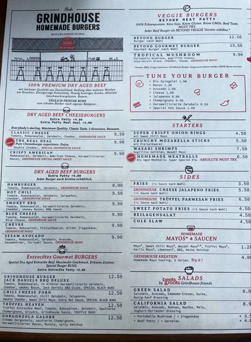 Speisekarte, Grindhouse Burgers