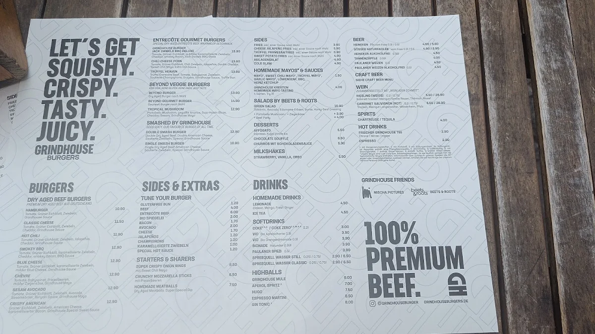 Speisekarte, Grindhouse Burgers