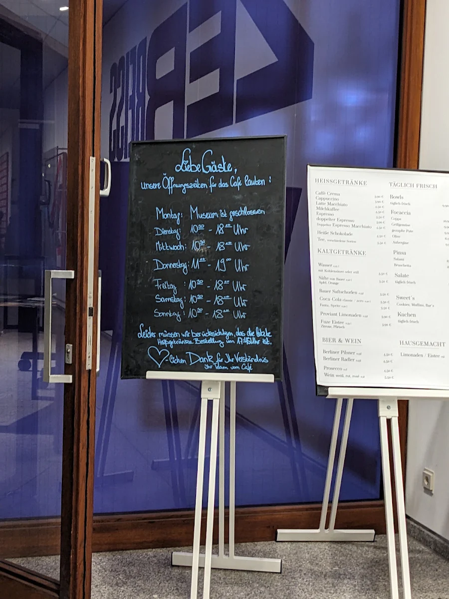 Speisekarte, Café in der Neuen Nationalgalerie